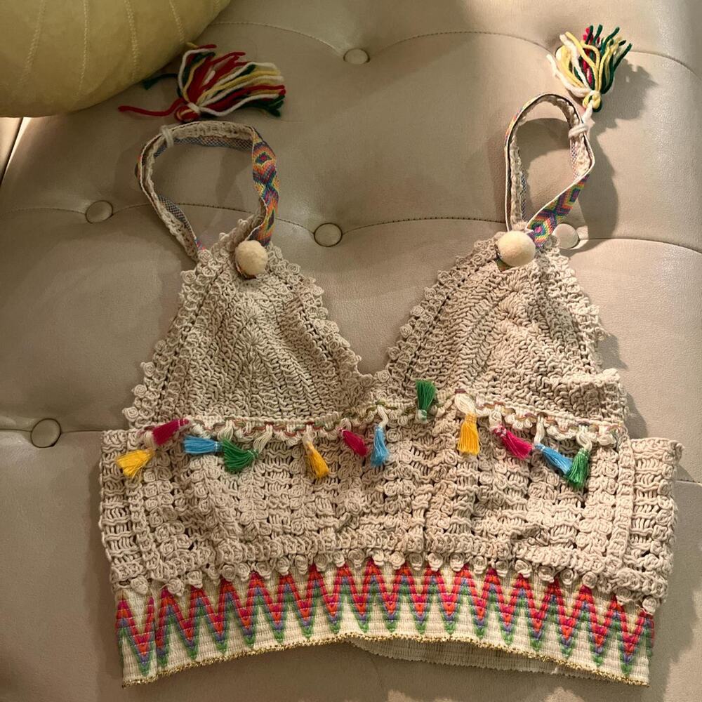 Hand crochet mexican crop top